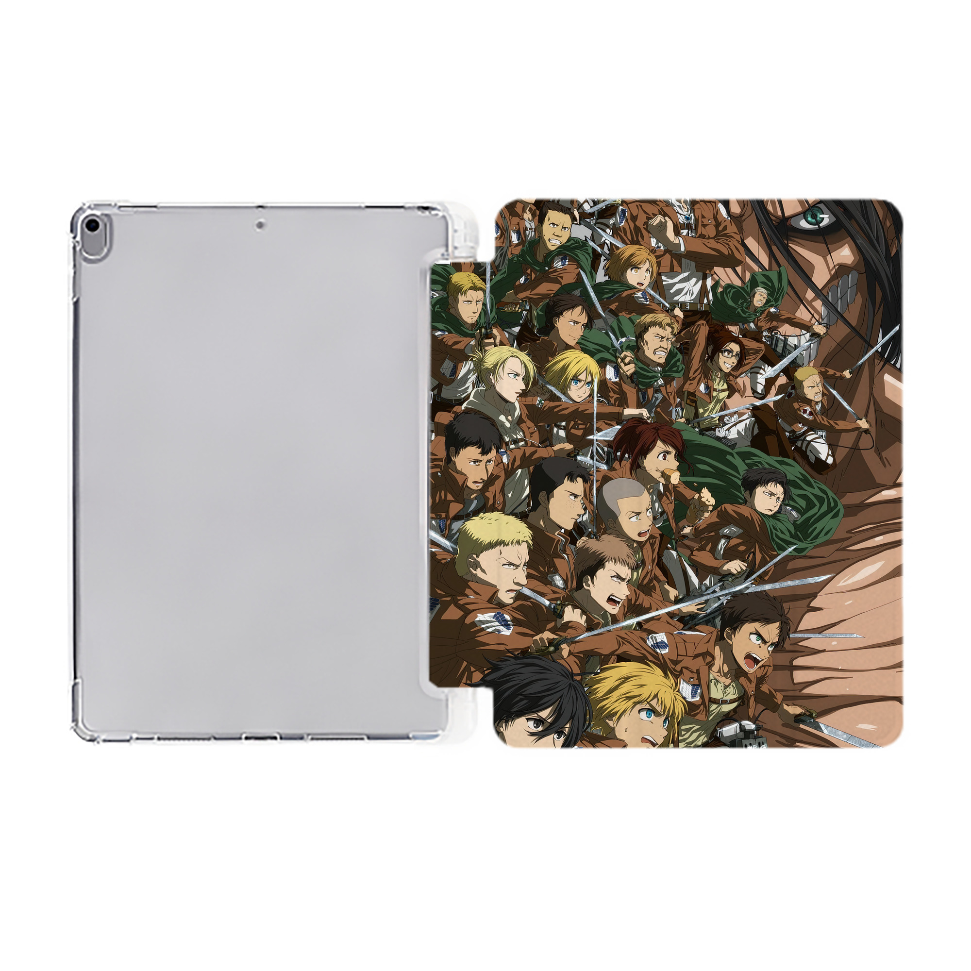 （画像用） 進撃の巨人 Attack on Titan IPad ケース ペン収納付き 三つ折りスタンド PUレザー×シリコン 対応機種9.5/10.5/10.9インチ